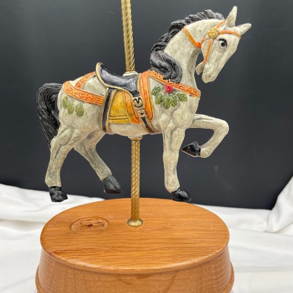 Vintage Albert Price Products Carousel Horse Resin Grey Horse Black Mane Works